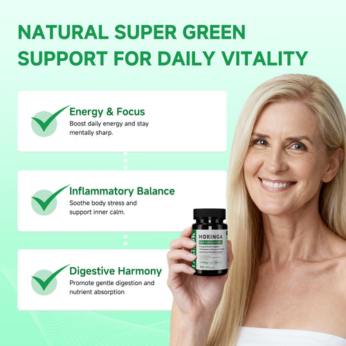 Moringa Capsules – 24,000mg Equivalent Pure Moringa Leaf per Serving – Super Green Herbal Formula Supports Energy, Inflammation & Digestive Health – 100% Natural, Vegan, Sugar-Free, Third-Party Tested