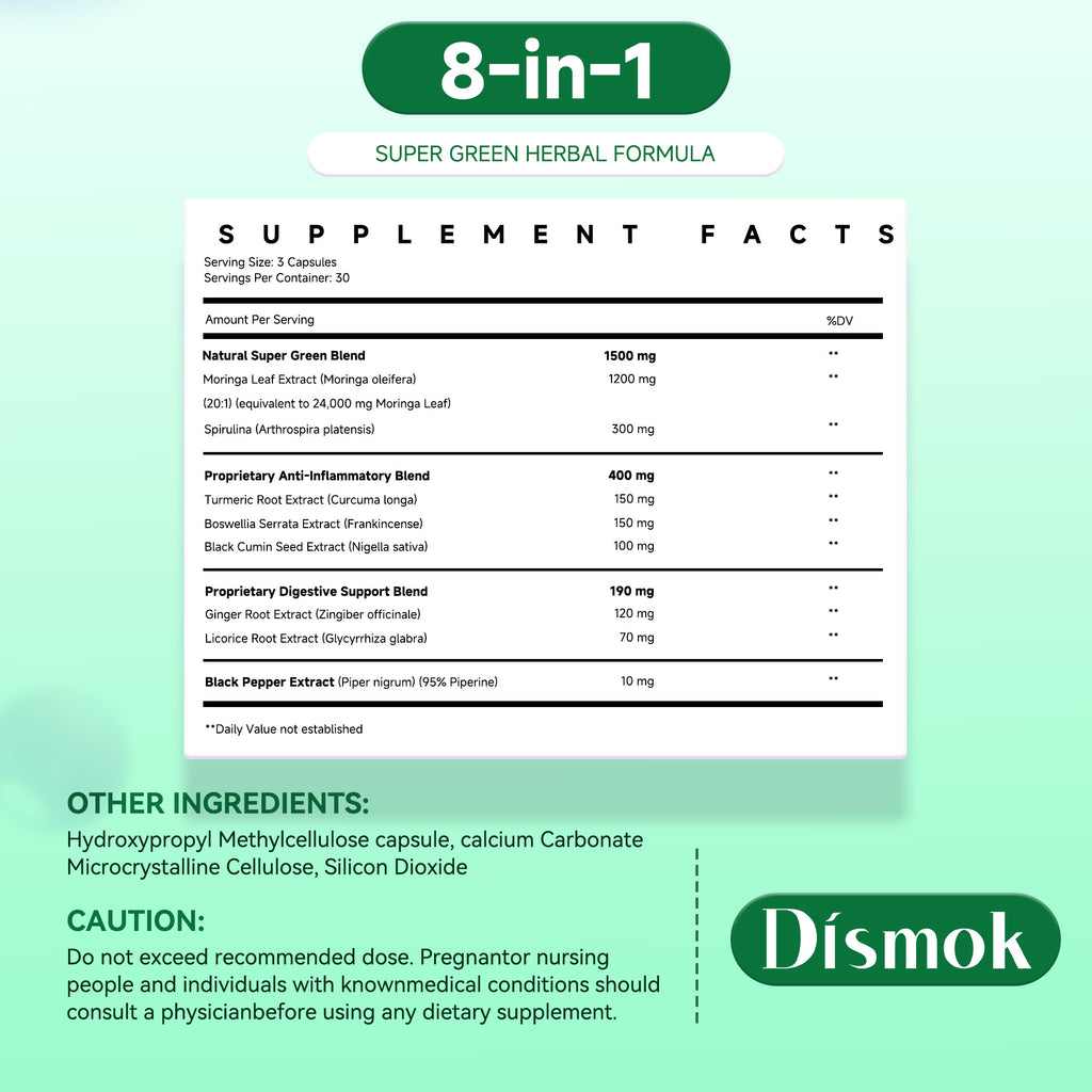 Moringa Capsules – 24,000mg Equivalent Pure Moringa Leaf per Serving – Super Green Herbal Formula Supports Energy, Inflammation & Digestive Health – 100% Natural, Vegan, Sugar-Free, Third-Party Tested