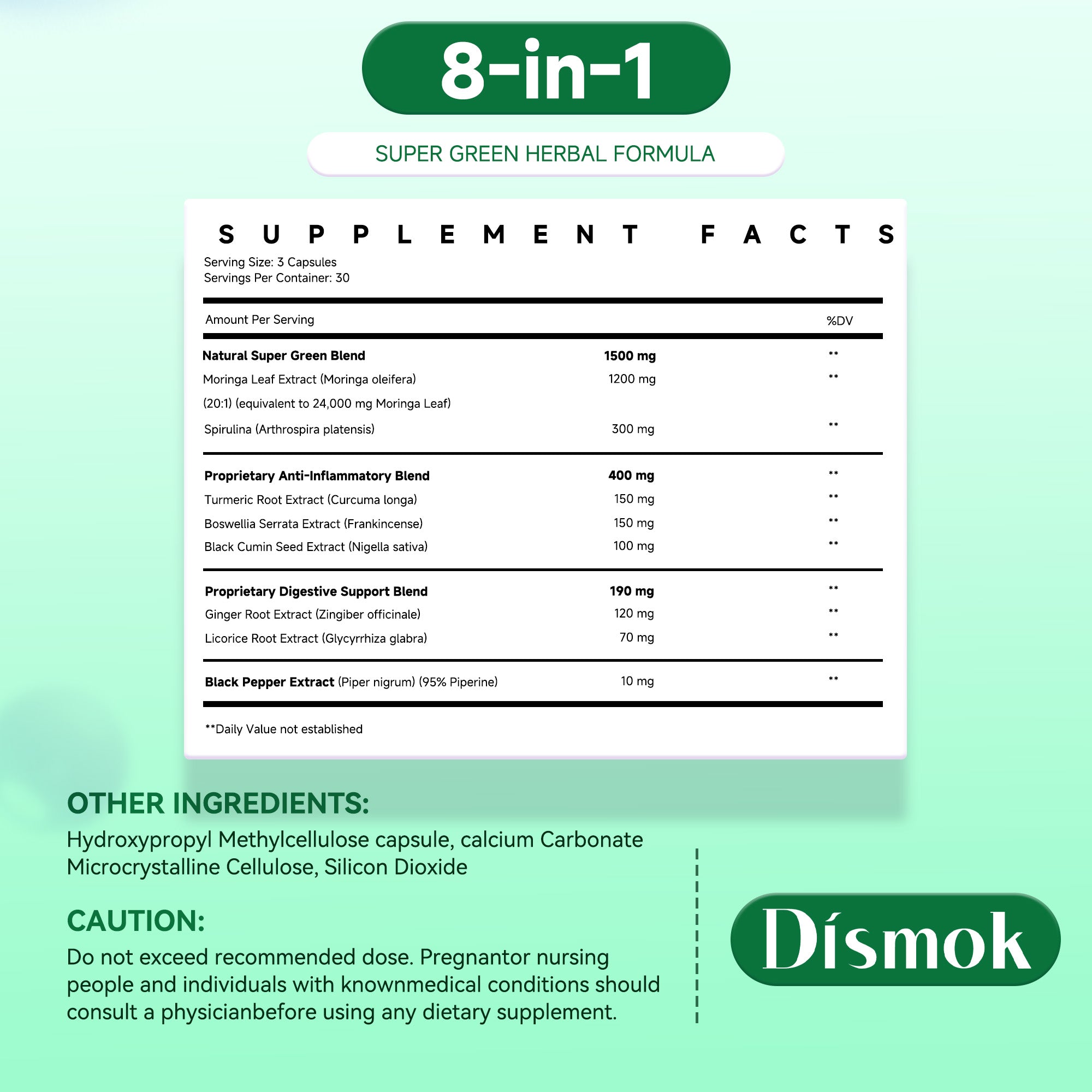 Moringa Capsules – 24,000mg Equivalent Pure Moringa Leaf per Serving – Super Green Herbal Formula Supports Energy, Inflammation & Digestive Health – 100% Natural, Vegan, Sugar-Free, Third-Party Tested